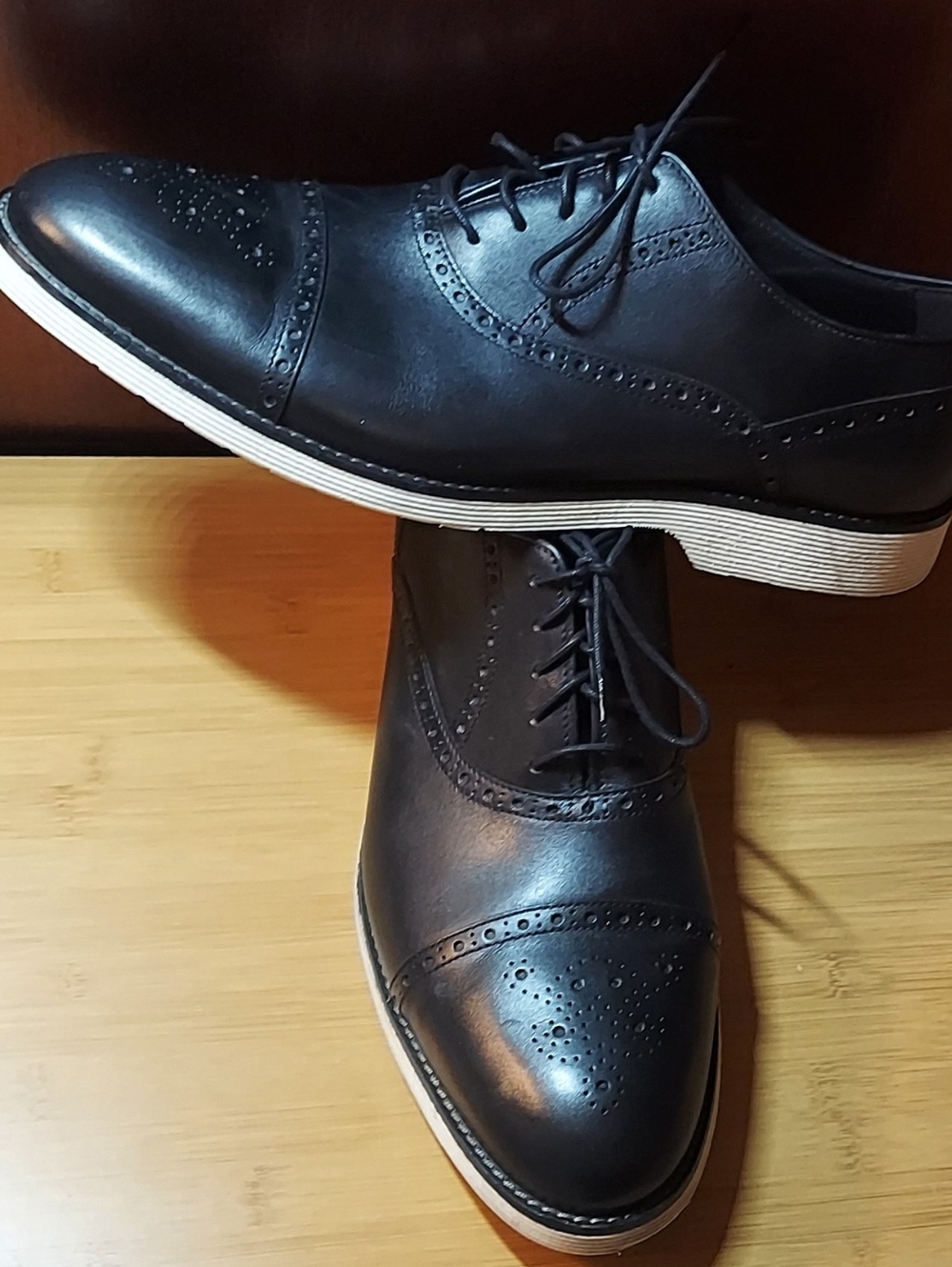 JOHNSTON & MURPHY 59-12685 MEN'S BLACK LEATHER CAPTOE OXFORDS SIZE 13 M